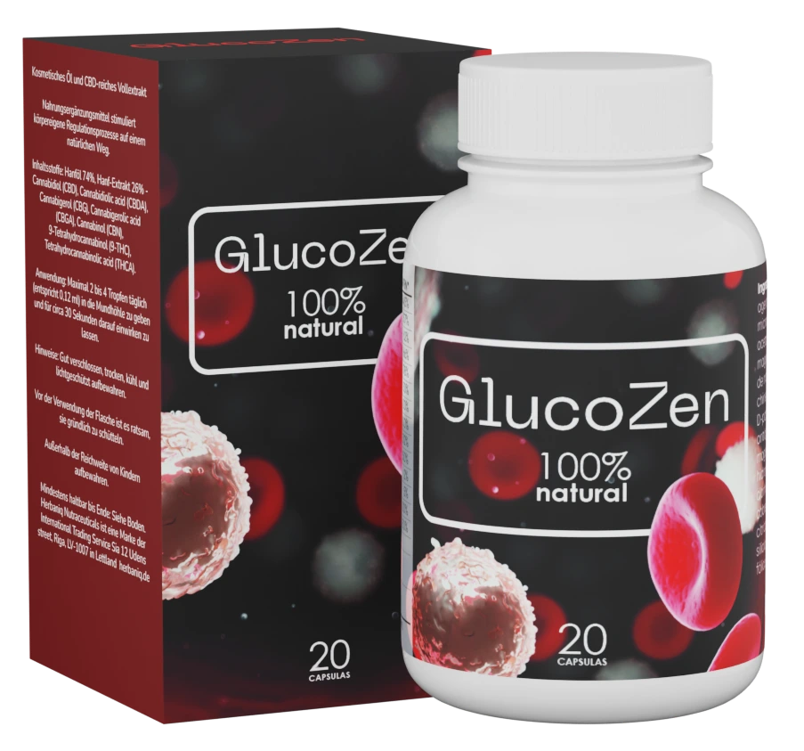 Frasco GlucoZen 20 cápsulas — Glucomanano, Canela, Moringa, Cromo picolinato y Ácido Alfa-Lipoico para apoyo de glucosa saludable en Guatemala