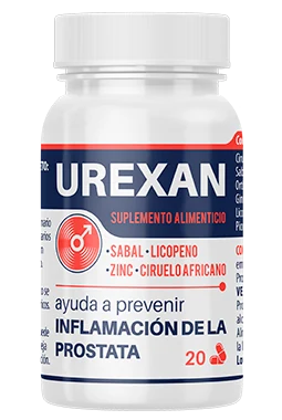 Frasco Urexan 20 cápsulas — Pygeum africanum, Beta-sitosterol, Pólen Cernilton, Selenio, Isoflavonas y Curcuma para cuidado prostático en Guatemala